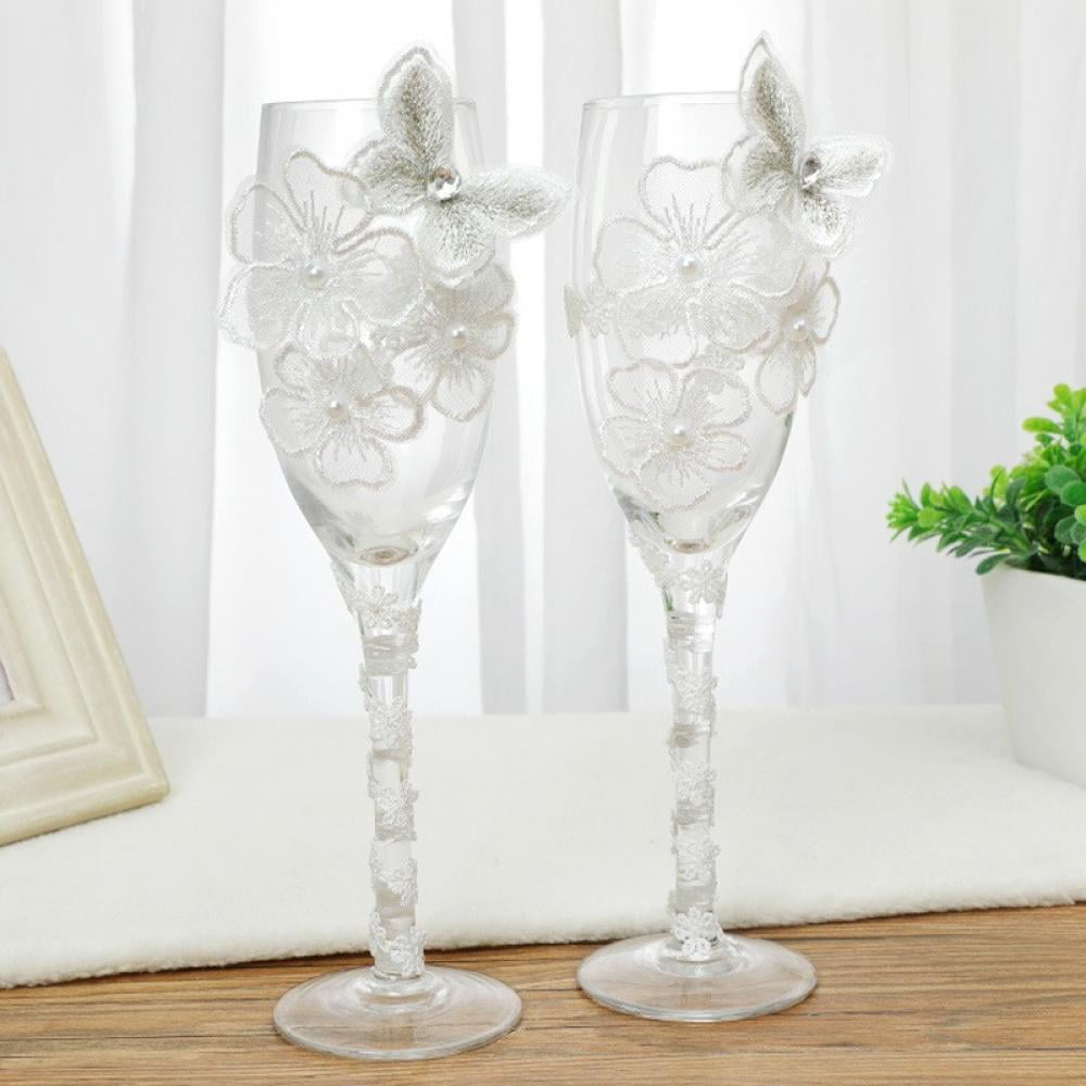 2pcs Wedding Champagne Wine Toasting Glasses Wedding Party Favor 
