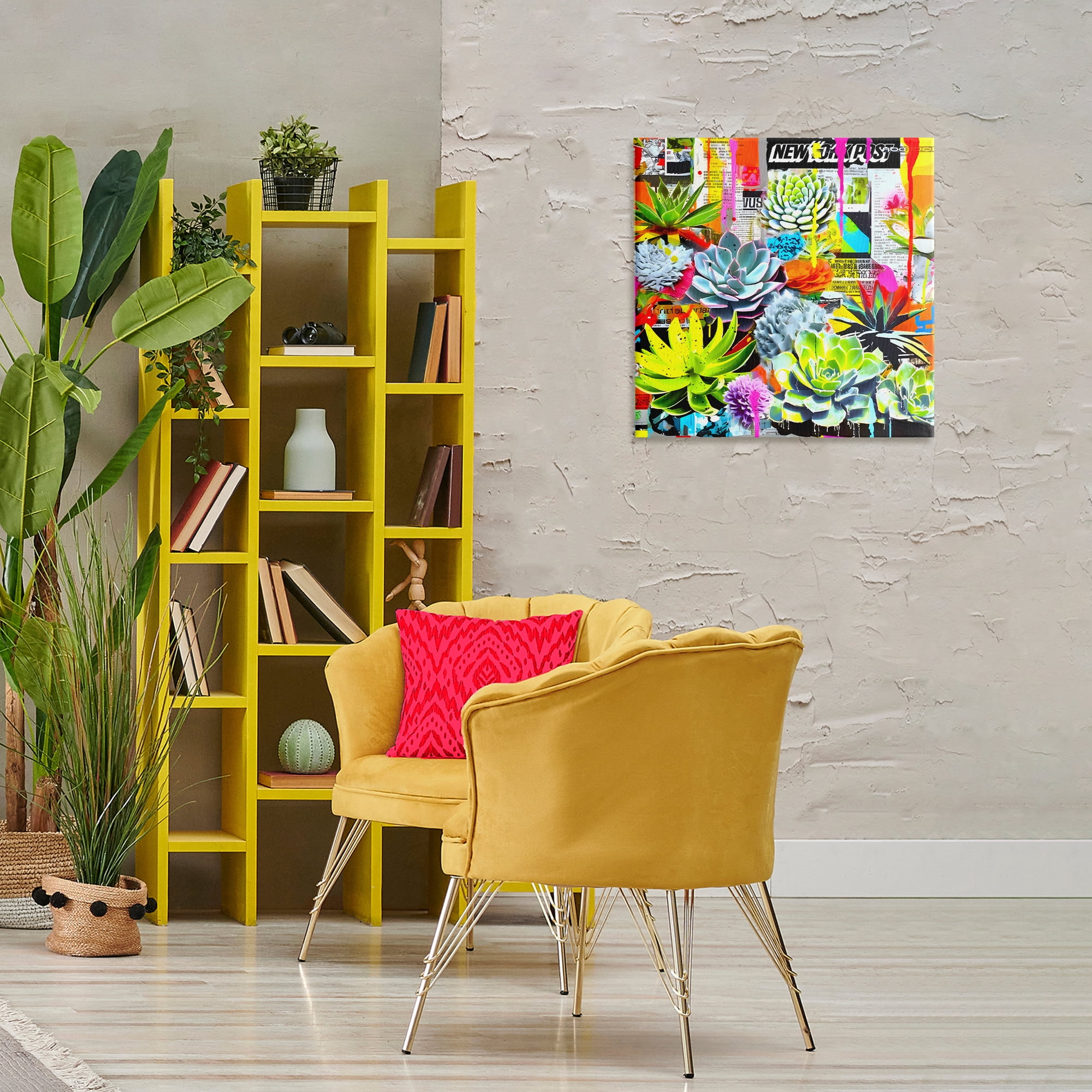 Stupell Industries Urban Graffiti Succulents Plants & Flowers Painting Wrapped Canvas Art Print Wall Art, 24 x 24