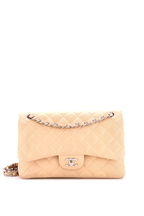 Pre-Owned Classic Double Flap Bag Quilted Lambskin Jumbo By Rebag