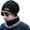 Black, variant on 2 Pieces Winter Hat Scarf Set Warm Knit Thick Beanie Scarves Knitted Cap for Men
