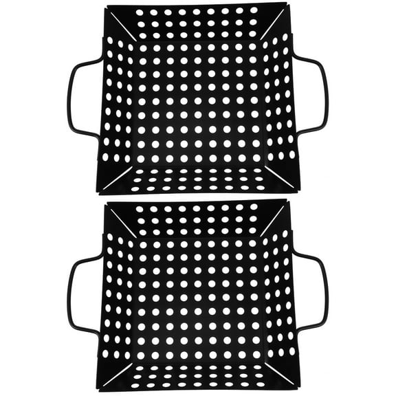 WORGEOUS 2pcs Barbecue Grilled Fish Tray BBQ Food Container Non-stick Grill BBQ Plate