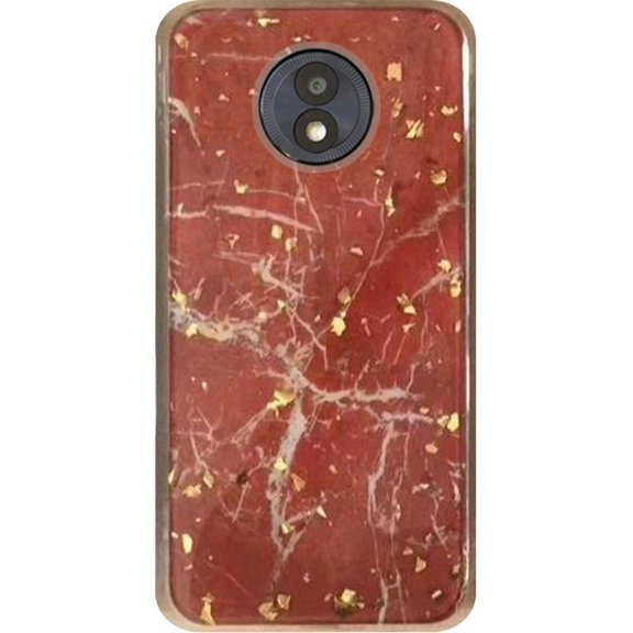 For Motorola Moto G6 Play Marble Glitter Case - Red