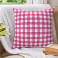 thumbnail image 3 of Pillow Covers 16x16 Set of 2, Peach Pink Checked Throw Pillow Covers Decorative Couch Cushion Cover, Farmhouse Buffalo Plaid Country Grid Microfiber Soft Pillowcases for Bedroom Living Room Sofa, 3 of 9
