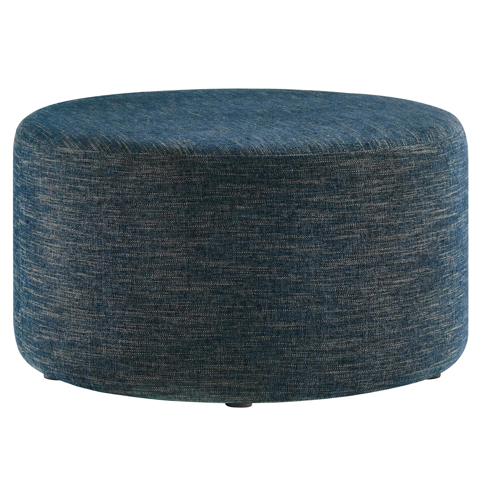 Callum Large 29" Round Woven Heathered Fabric Upholstered Ottoman