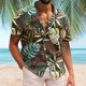 thumbnail image 2 of Camisas De Lino Para Hombre Hombres Casual Manga corta Primavera Verano Turndown Neck 3D Impreso Camisas Moda Top Blusa Camisas (Khaki, XXL), 2 of 4