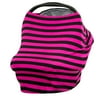 JLIKA Baby Car Seat Canopy Cover and Stretchy Nursing Cover - Hot Pink Black Stripe
