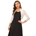 thumbnail image 1 of Semi Sheer Elegan Mangas Largas Bolero Shrug Tops para Mujer Blanco S, 1 of 5