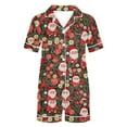 thumbnail image 5 of HOMBOM Womens Red Christmas Pajamas Sleepwear One Sets Button up Shorts and Shirt Holiday Lounge Sets for Ladies Xmas, 5 of 9
