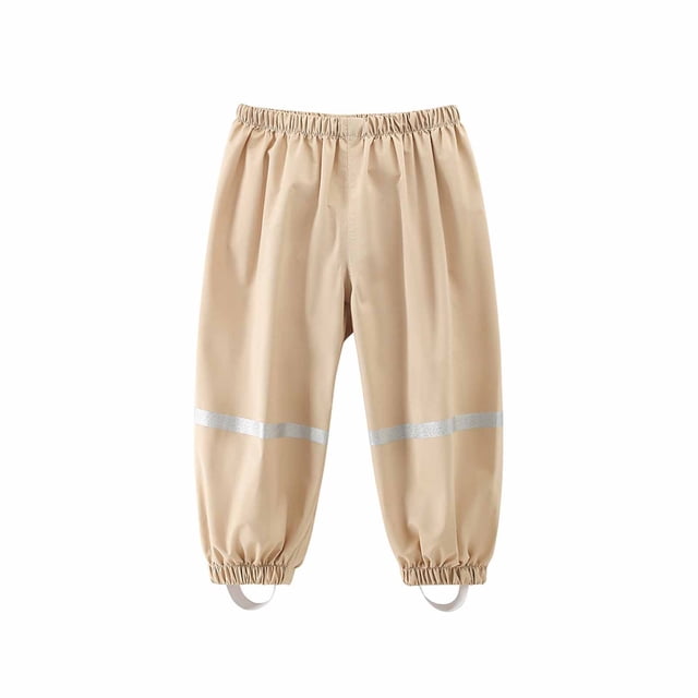 Rain Pants for Kids, Waterproof Polyester with Reflective Cuffs, Elastic Waistband, Adjustable Straps, Four-Season Use, Thin Lightweight Design
