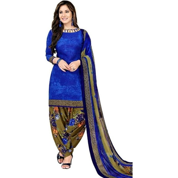 Readymade Designer Panjabi Style Crepe Patiyala Salwar Suit For Women with Dupatta