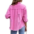 thumbnail image 4 of Women's Basic Button Down Stretch Fitted Long Sleeves Denim Jean Jacket, 4 of 5