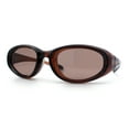 thumbnail image 4 of Oval Beveled Thick Plastic Y2K Sporty Fashion Sunglasses All Brown, 4 of 8