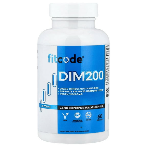 fitcode DIM200, Diindolylmethane (DIM), 200 mg, 60 Veggie Capsules