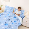 thumbnail image 3 of Homewish Cute Dog Paws Queen Sheets,Puppy Print Queen Sheet Sets,Blue,4pcs,1 Flat Sheet, 1 Fitted Sheet and 2 Pillowcases, 3 of 6