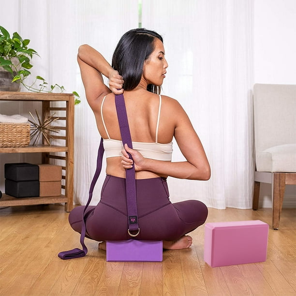 Yoga Blocks 2 Pack with Strap, Cork Yoga Block 2 Pack EVA Foam Yoga Block