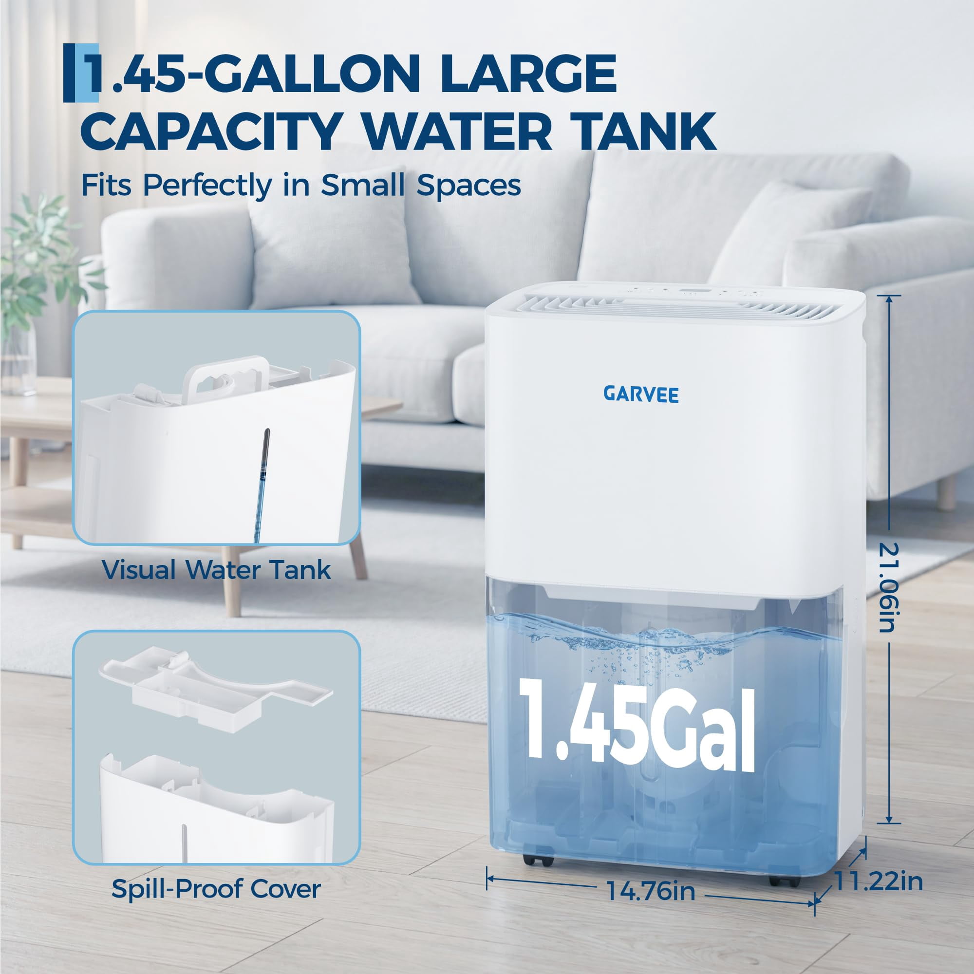 35 Pint Dehumidifier for up to 4,500 Sq Ft, with Reusable Air Filter Control, Compact for Home, Basement, Large Rooms, Bathroom