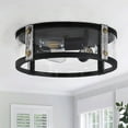 thumbnail image 2 of Aiwen 3 Lights Industrial Ceiling Light Classic Black Light Fixture With Glass Shade, 2 of 9