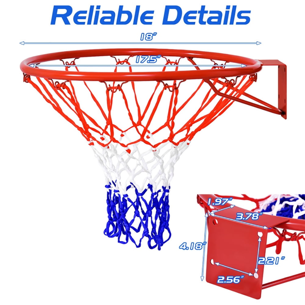 Canddidliike 18 Inch Replacement Basketball Rim with All-Weather Net, Basketball Rim Replacement