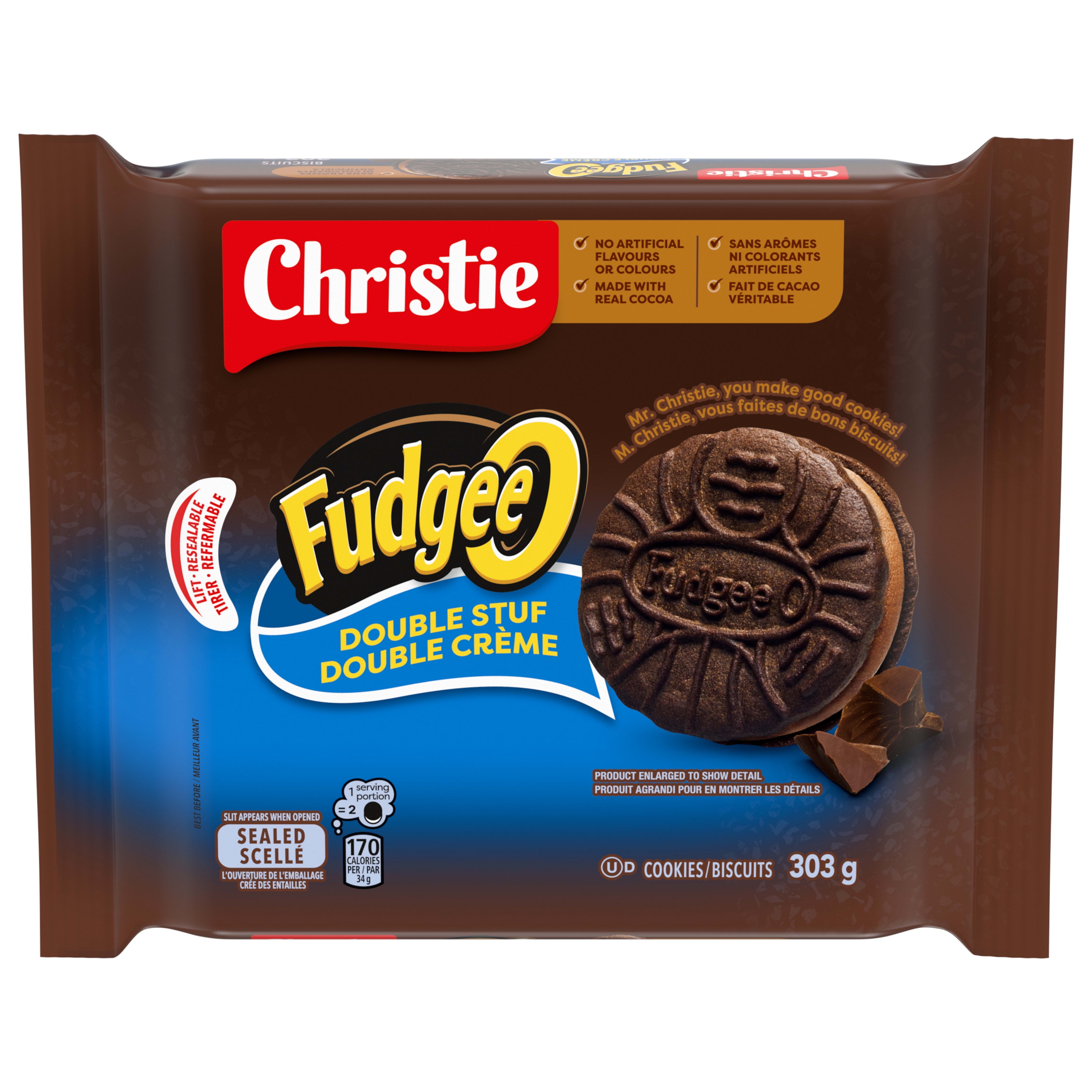 Fudgee-O Double Stuf Crème Filled Sandwich Cookies, 303 g