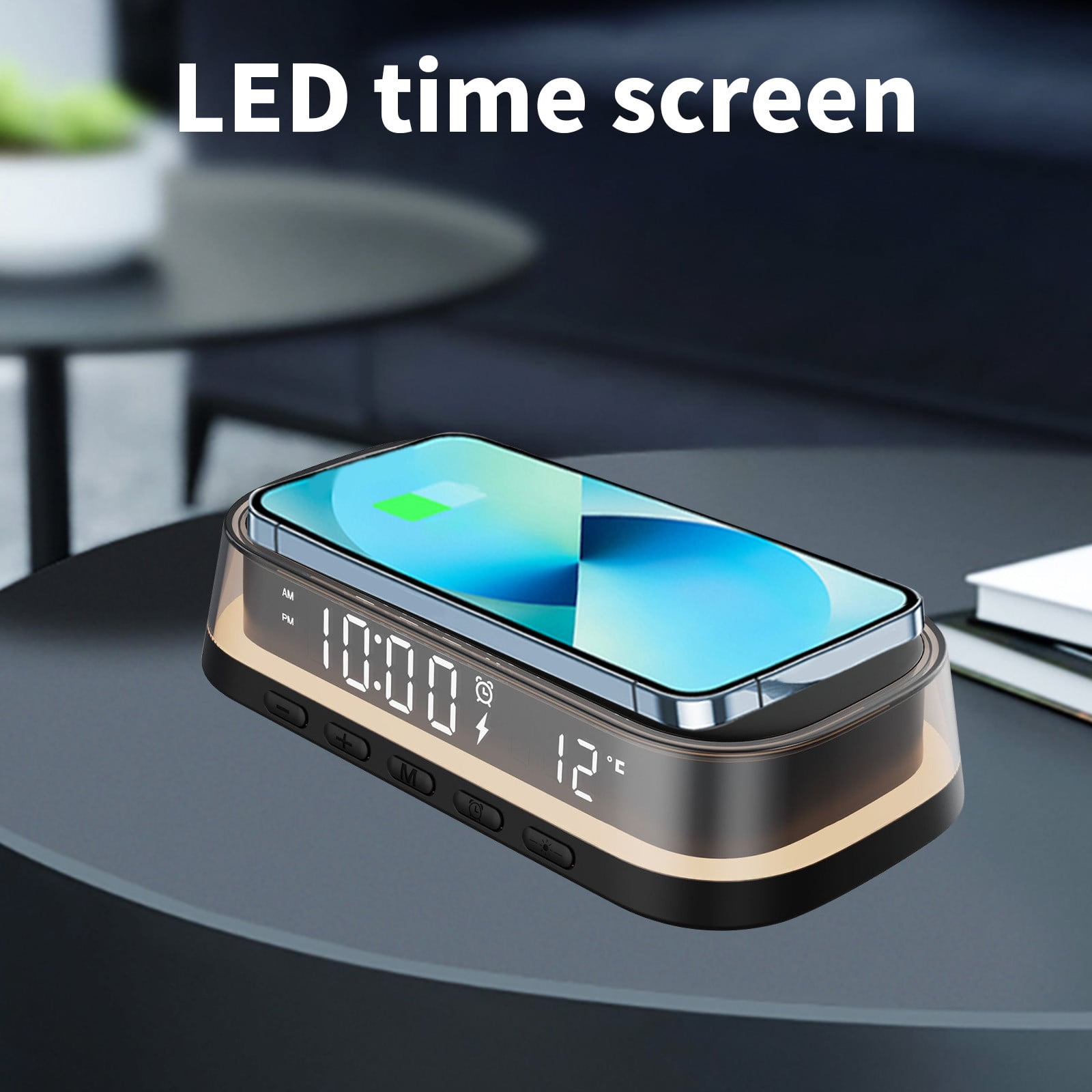 Summer Savings! Alarm Clock with Wireless Charger, InsCrazy 4 in 1 Wireless Charger Digital Clock Temperature Display LED Night Light Wireless Charging for IOS and Android Birthday Gifts