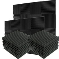 IAJXWI 24 Pack Acoustic Panels Studio Soundproofing Foam Wedges Panels, 1" x 12" x 12" Sound Insulation Absorbing, Black