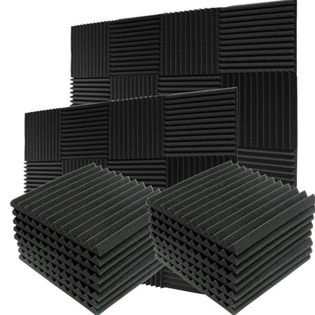 IAJXWI 24 Pack Acoustic Panels Studio Soundproofing Foam Wedges Panels, 1" x 12" x 12" Sound Insulation Absorbing, Black