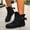 Black, variant on Womens Slouch Pleated Suede Flat Ankle Booties, Back Ribbon Bow Side Zip Slip On Short Boots, Lightweight Non-Slip Footwear Wine 5(35)