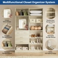 thumbnail image 3 of Homieasy 50'' Closet System Set of 2, Walk-in Closet System Set with 4 Drawers & Storage Shelves, Wooden Closet Tower with Mirror and Shoe Rack, Closet Organizer for Bedroom, 79.7" Height, White Oak, 3 of 7