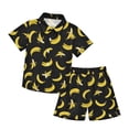 thumbnail image 3 of VNKIDY Boys 2 Piece Outfit Kids Banana Prints Short Sleeve Button Front Lapel Shirt Loose Fit Shorts For Summer Daily Wear Soft Set, 3 of 6
