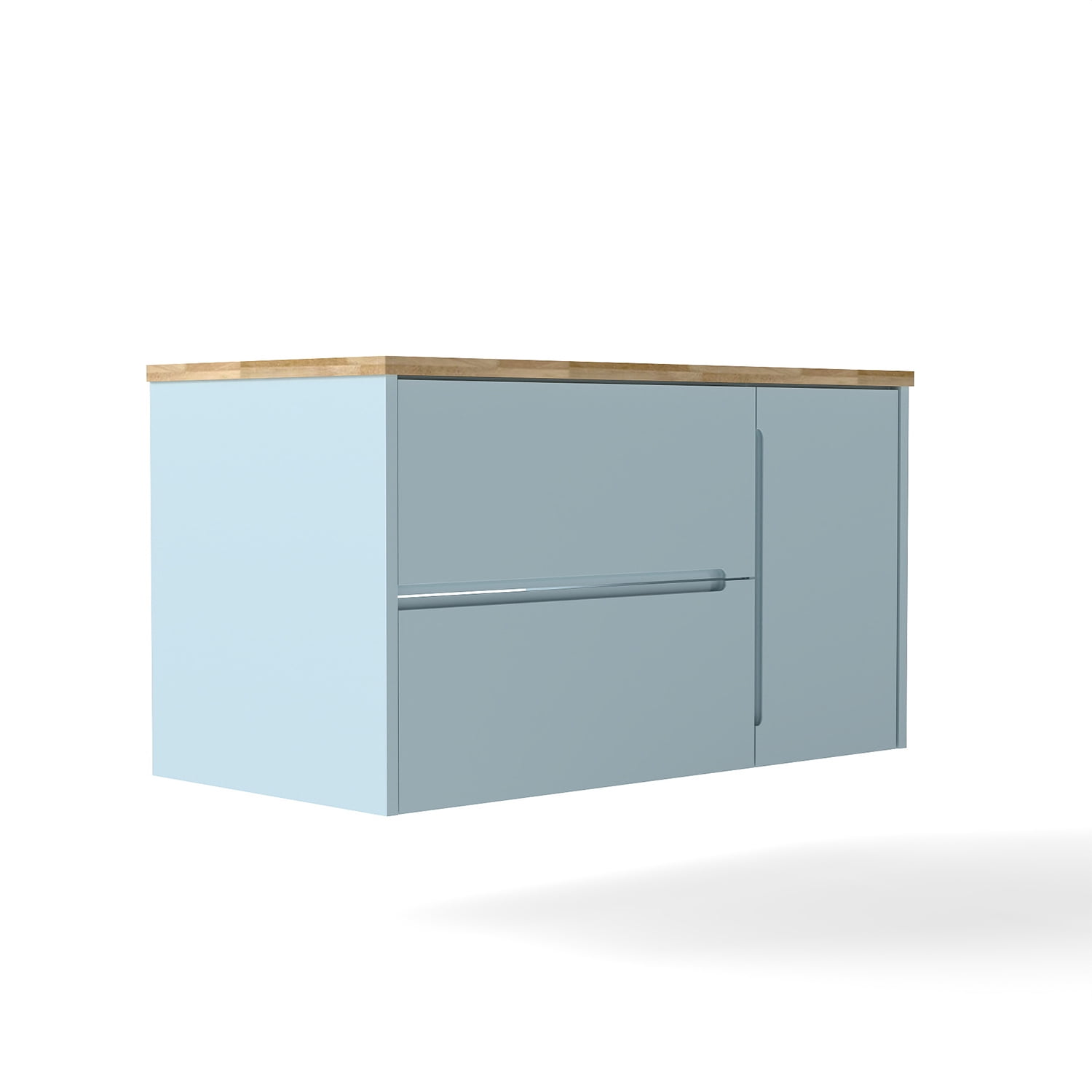 Demi Bonn 35" Single Door Wall Mounted Bathroom Vanities Cabinet with 2 Drawers, Faucets and Drains Not Included, Blue