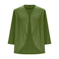 thumbnail image 4 of HAOTAGS Women's Soft Lightweight Cardigan, Three-Quarter Sleeve Draped Ruffles Knit Cardigan Green L, 4 of 8