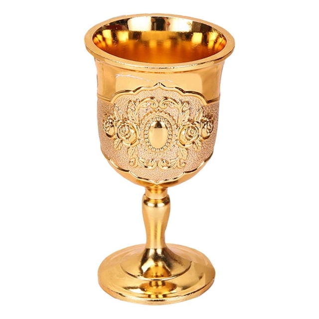 Rongfmy Classical Small Goblet, Glasses Carving Pattern Creative Elegant Gold