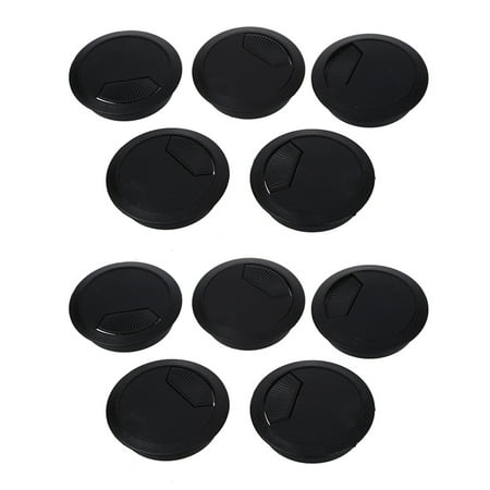 

10 Pcs Home Office Desk Table Computer 60mm Cable Cord Grommet Hole Black