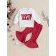 thumbnail image 3 of Conjunto navideño para niña pequeña, sudadera con bordado de Papá Noel, pantalones acampanados de terciopelo, 2 piezas, ropa de otoño e invierno, 3 of 8
