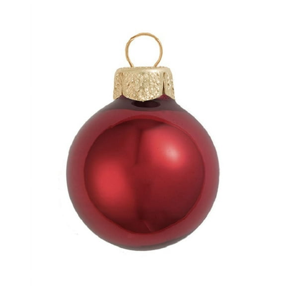 Whitehurst Mini Pearl Finish Glass Christmas Ball Ornaments - 1.5" (40mm) - Burgundy - 40ct