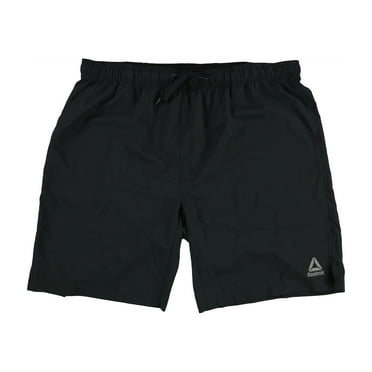 Reebok Mens Solid Athletic Workout Shorts, Black, XX-Large
