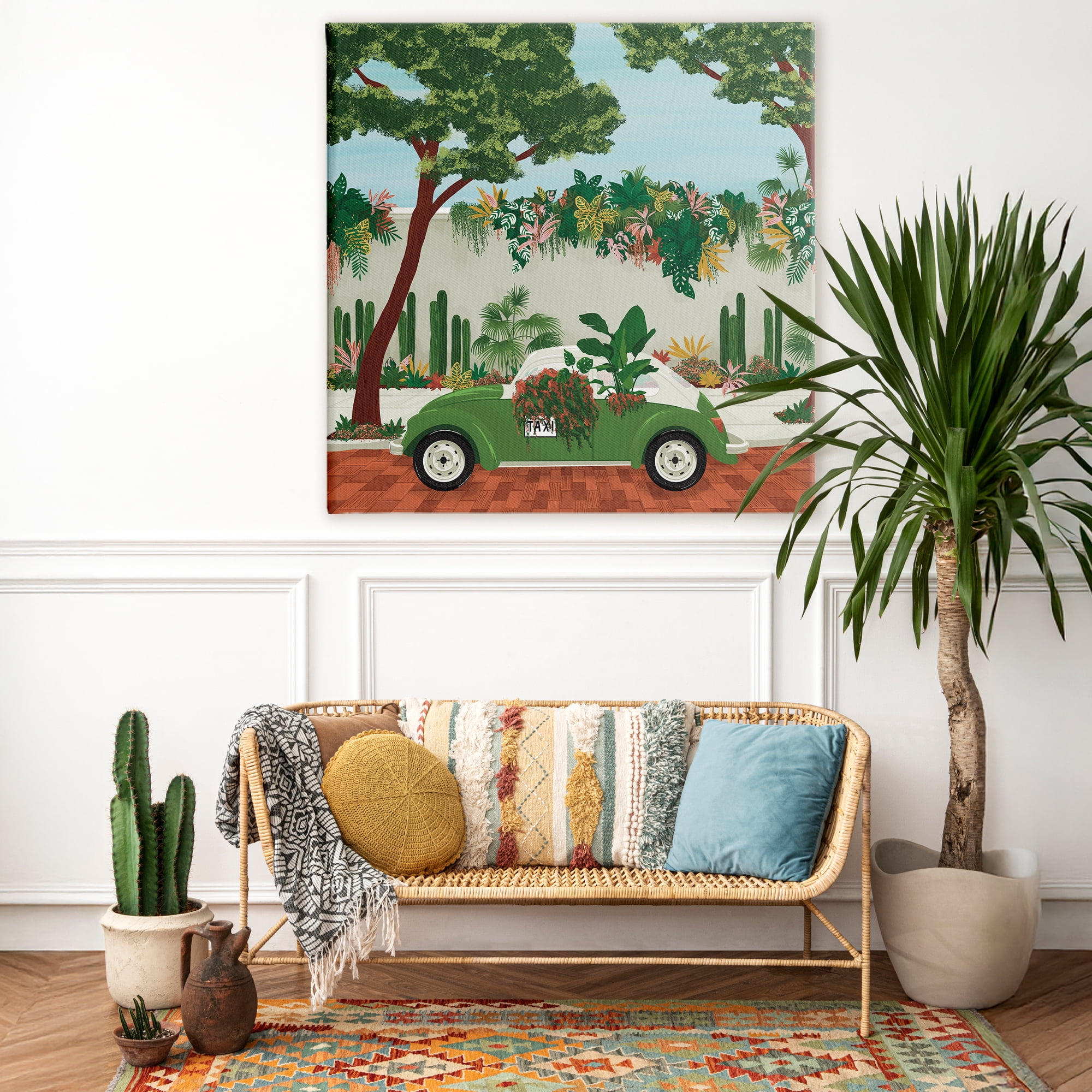 Stupell Industries Overgrown Garden Taxi Canvas Wall Art, design by Vero Illustrates