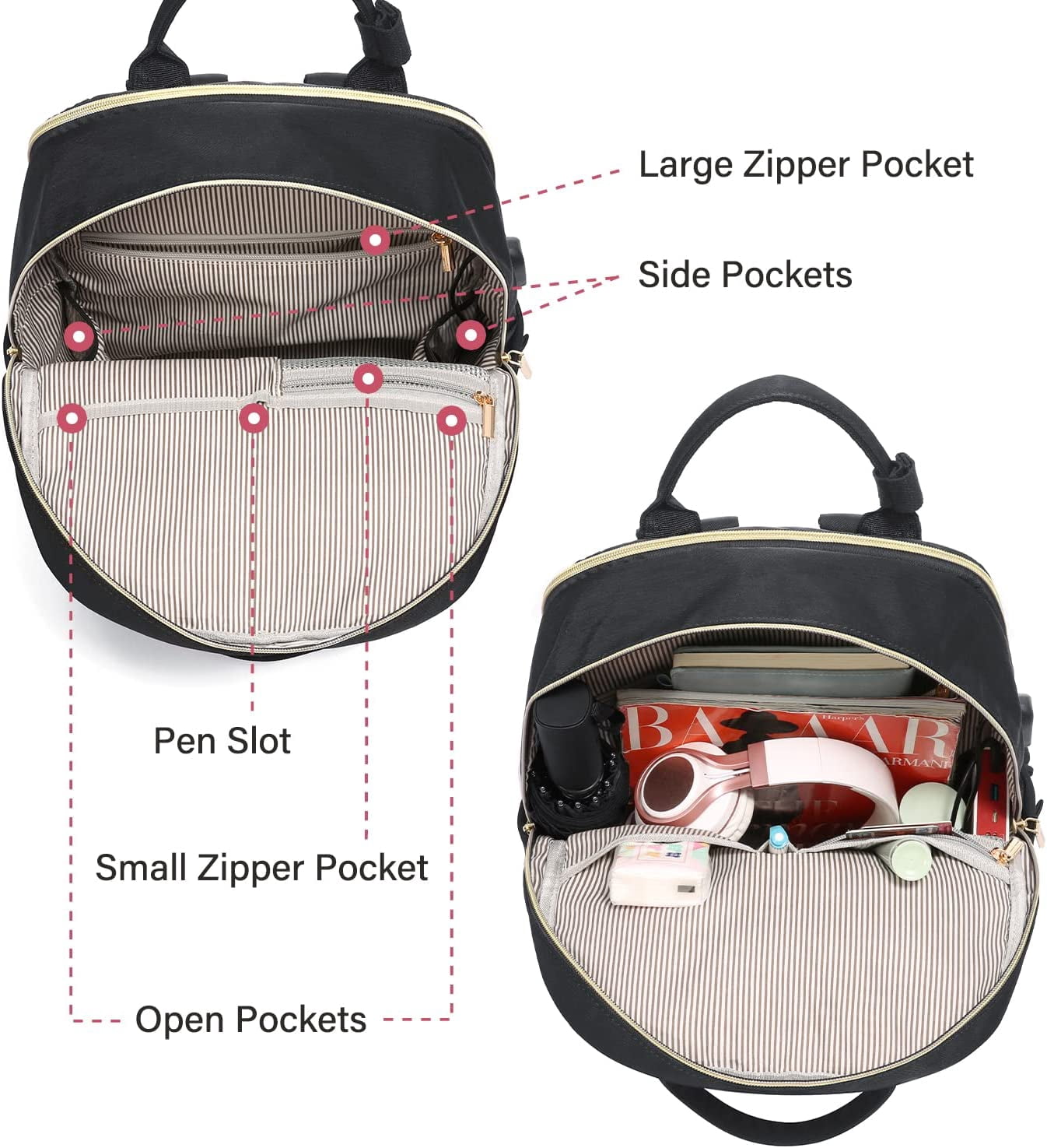 Lovevook Backpack Purses for Women,Vintage Women Teacher Laptop Backpack Nurse Bag, Multi-Function Work Travel Daypacks College Book Bag with USB Port