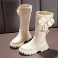 thumbnail image 2 of Generic Girls Tennis Shoes Children Long Boots High Boots Autumn Winter New Girl Soft Bottom Leather Boots for Classic Lightweight Breathable Sport Shoe(11-11.5 Years,White), 2 of 6