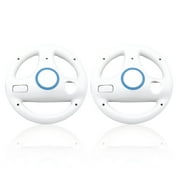 Steering Wheel for Nintendo Wii Motion Plus Remote Controller (2 Pack) Ideal for Mario Kart Racing Driving Games, White