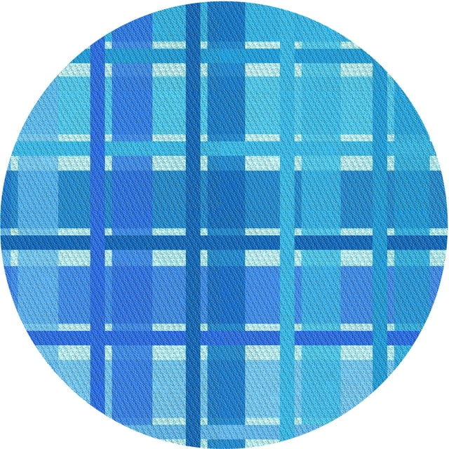 Ahgly Company Tapis d'Intérieur Rond Lavable en Machine Bleu Néon Transitionnel, 3 Pieds Rond