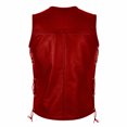 thumbnail image 3 of Sleeveless Steampunk Cosplay Vest, Side Lace Up Faux Leather Pirate Vest, Sleeveless Metal Clasp Gothic Waistcoat for Adult Halloween Medieval Pirate Cosplay, 4 Color Steampunk Costume Vest, Red 4XL, 3 of 6