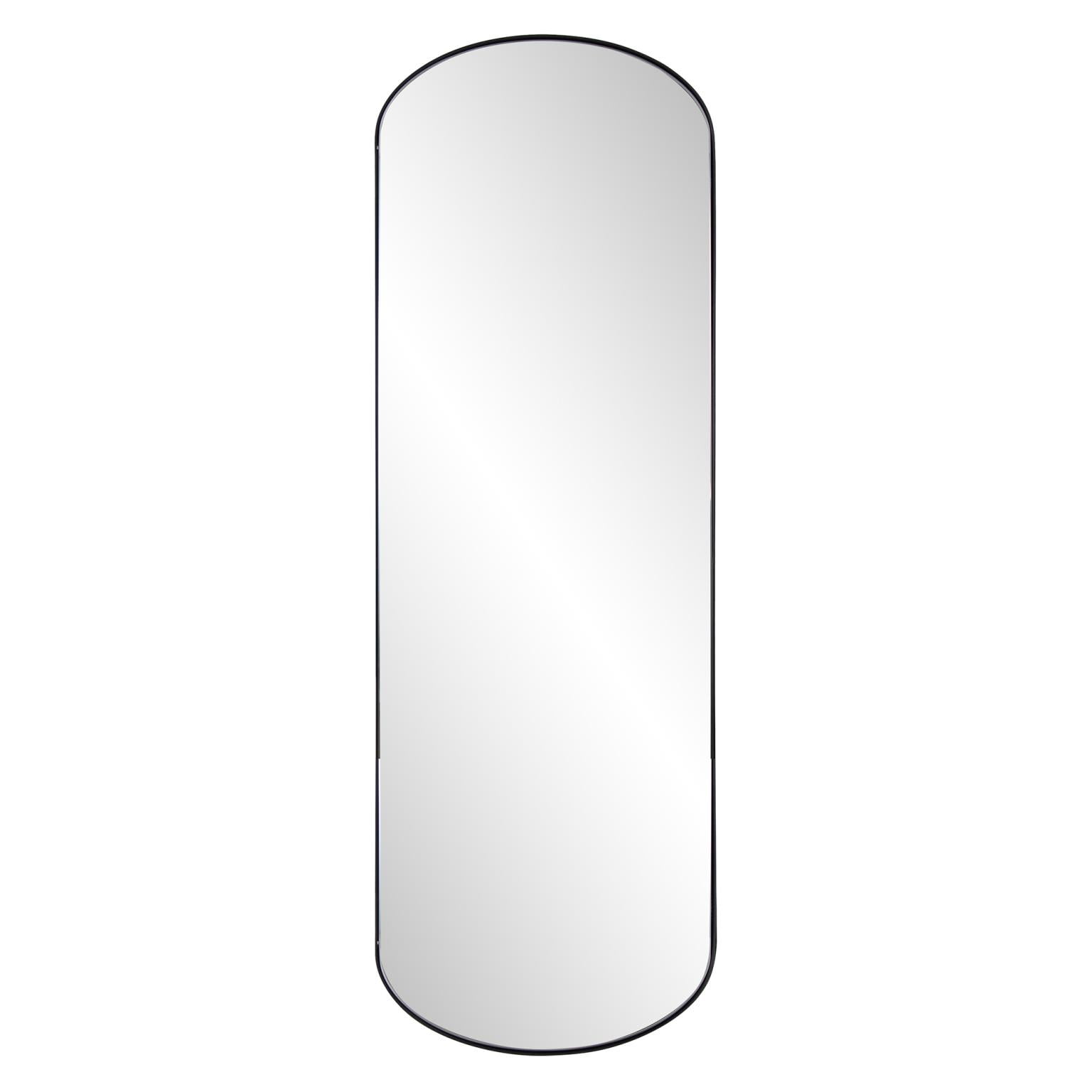 Tyler Dillon Brushed Black Stainless Steel Framed Capsule Mirror - 42"H x 14"W