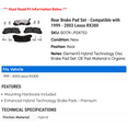 thumbnail image 2 of Rear Brake Pad Set - Compatible with 1999 - 2003 RX300 2000 2001 2002, 2 of 2