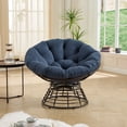 thumbnail image 3 of S-HOME Ergonomic Brown Frame Wicker Papasan Chair with Thick Cushion, 360 Degree Swivel for Living Room & Outdoors, Navy Blue, 3 of 14