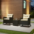 thumbnail image 4 of Gymax 3 Piece Outdoor Rocking Set Rattan Rocking Chair Set w/ Tempered Glass Table Seat, 4 of 10