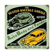 Busted Knuckle BUST014 12 x 12 in. Auto Body Shop Vintage Metal Sign