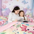 thumbnail image 6 of Manfei Cute Axolotl 7pcs Bedding Comforter Set,Cartoon Salamander Queen Bedding Sets For Kids Boys Girls,Kawaii Rainbow And Butterflies Queen Sheet Sets,Ombre Ultra Soft Home Decor Reversible, 6 of 8