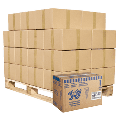 JOY Large Waffle Cone - 192/Case | 16 Case per Pallet | Generous Ice Cream Delights