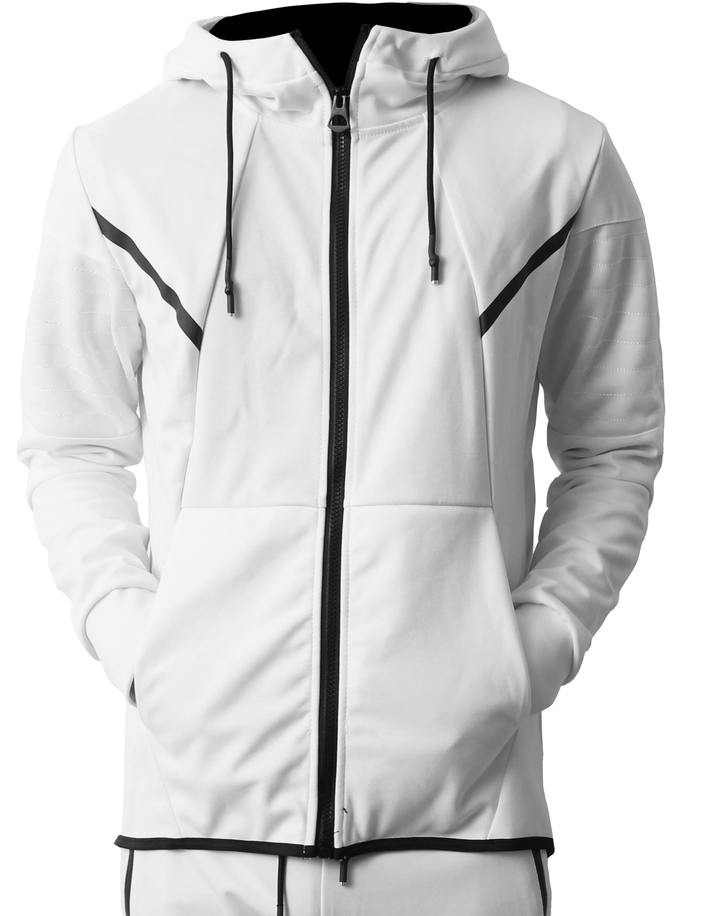 beroy Hoodies for Men Full Zip Basic Athletic Training Running Jacket Gym Workout Hooded Sweatshirt with 2 Zipper Pockets